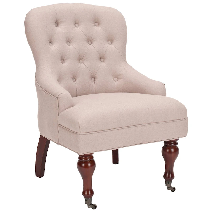 SAFAVIEH Chrissy Tufted Beige Petite Arm Chair - 23.6 x 28.7 x 34.6 - 24Wx29Dx35H