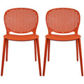 Armless Stacking Molded Matte Dining Side Chairs Patio Indoor Outdoor Kitchen Bedroom Set of 2