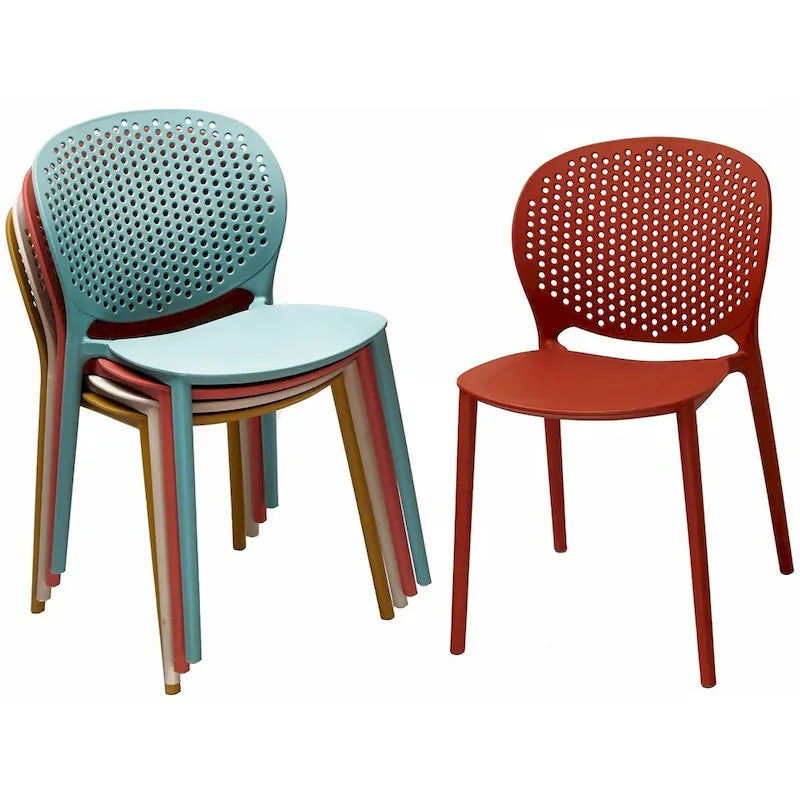 Armless Stacking Molded Matte Dining Side Chairs Patio Indoor Outdoor Kitchen Bedroom Set of 2