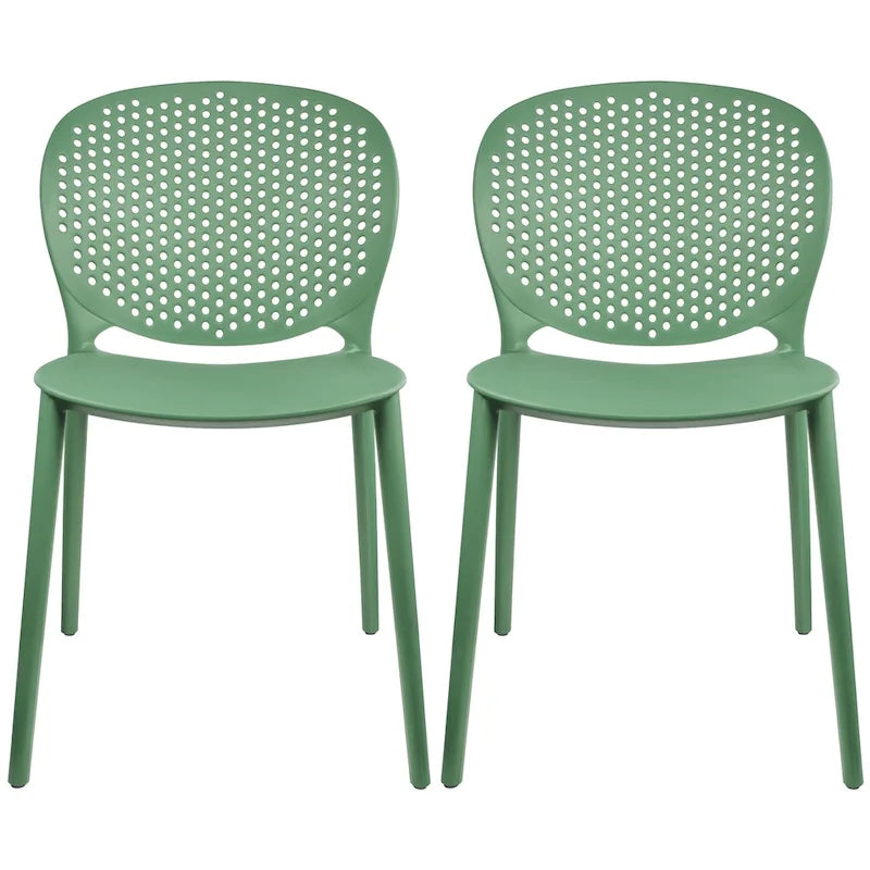 Armless Stacking Molded Matte Dining Side Chairs Patio Indoor Outdoor Kitchen Bedroom Set of 2