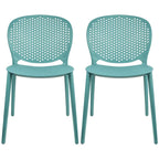 Armless Stacking Molded Matte Dining Side Chairs Patio Indoor Outdoor Kitchen Bedroom Set of 2