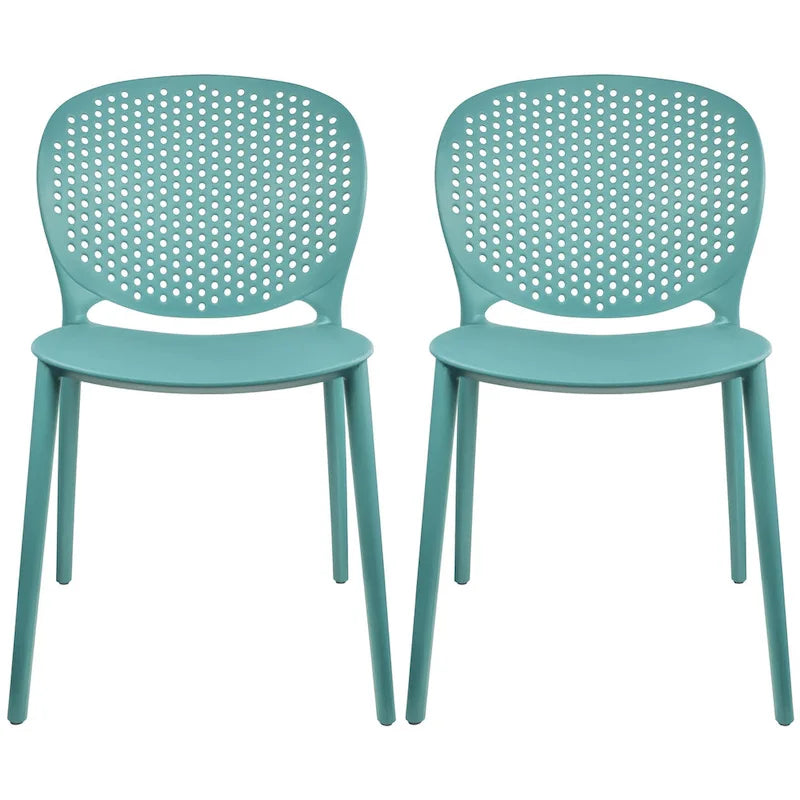 Armless Stacking Molded Matte Dining Side Chairs Patio Indoor Outdoor Kitchen Bedroom Set of 2
