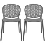 Armless Stacking Molded Matte Dining Side Chairs Patio Indoor Outdoor Kitchen Bedroom Set of 2