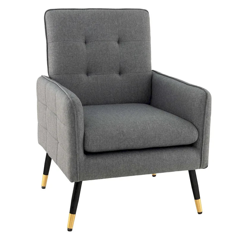 Costway Linen Fabric Accent Chair Modern Single Sofa Chair with Solid - See Details