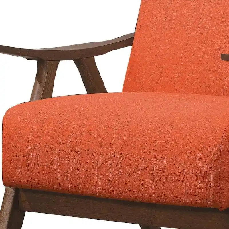 Fabric Upholstered Accent Chair with Curved Armrests, Orange - 31.5 H x 32 W x 28.5 L