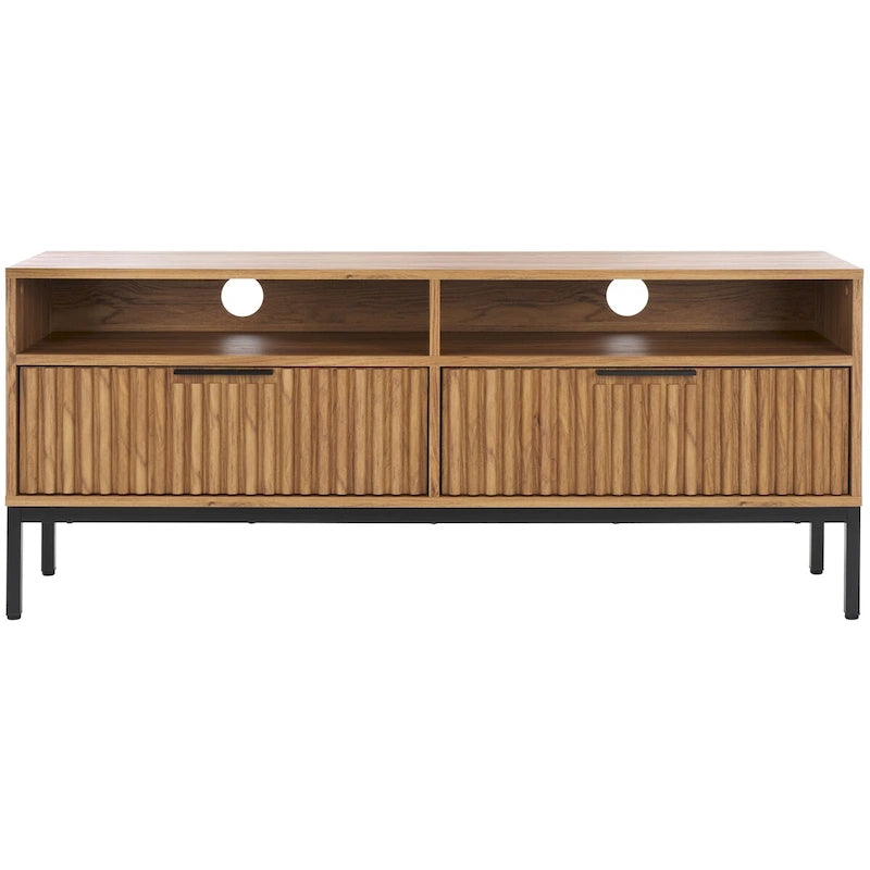 SAFAVIEH Alyse 2-Drawer 2-Shelf Entertainment Media Stand (Fits Up To 65 Flatscreen TV) - 60.4 In. x 15.6 In. x 24.8 In.