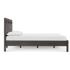 Yee King Bed, Gray Wood, 4 Side Drawers, Cut Out Headboard Design