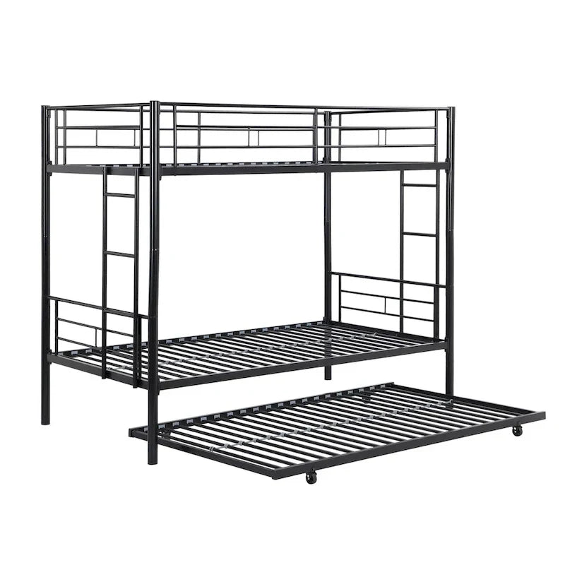 Twin Size Metal Bunk Bed with trundle,Twin Trundle Bed