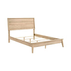 Kali Queen Bed, Panel Design, Melamine Laminate Natural Oak Brown Wood