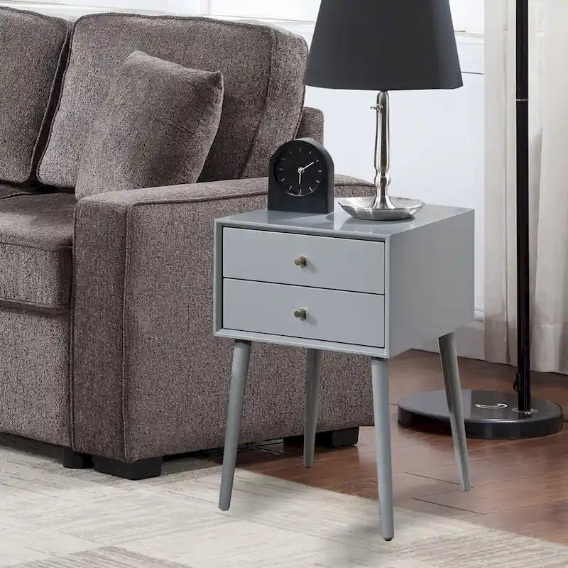 Nightstand with 2-Drawers, Small Side End Table with Storage