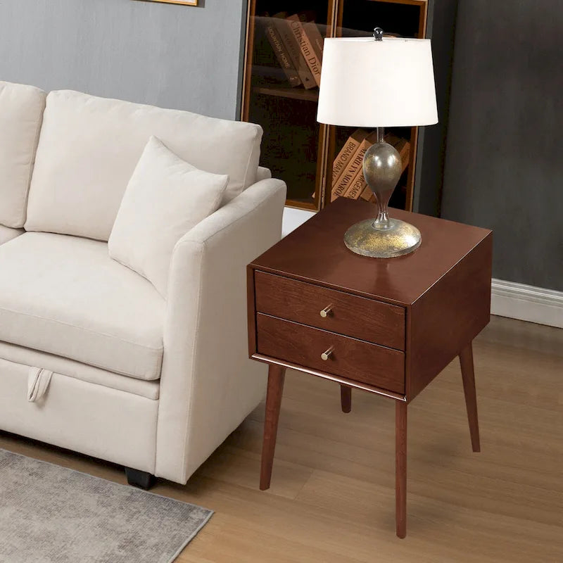 Nightstand with 2-Drawers, Small Side End Table with Storage