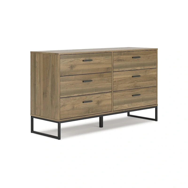 Signature Design by Ashley Deanlow Honey Panel Headboard with Dresser and Nightstand