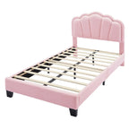 2-Pieces Bedroom Sets Full/Twin Size Flower-Shaped Upholstered LED Platform Bed with Storage Ottoman-Sherpa Fabric
