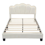 2-Pieces Bedroom Sets Full/Twin Size Flower-Shaped Upholstered LED Platform Bed with Storage Ottoman-Sherpa Fabric