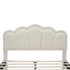 2-Pieces Bedroom Sets Full/Twin Size Flower-Shaped Upholstered LED Platform Bed with Storage Ottoman-Sherpa Fabric