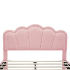 2-Pieces Bedroom Sets Full/Twin Size Flower-Shaped Upholstered LED Platform Bed with Storage Ottoman-Sherpa Fabric