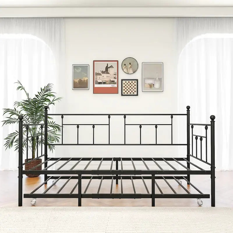 Metal Daybed Frame Twin Size Platform with trundle