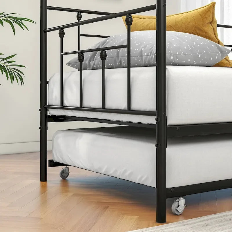 Metal Daybed Frame Twin Size Platform with trundle