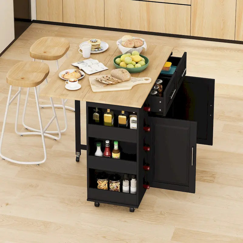 Multi-Functional Kitchen Island Cart with 2 Door Cabinet
