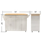 Kitchen Island & Kitchen Cart, Rubber Wood Top, Big & Adjustable Shelf Inside Cabinet for Different Utensils.