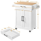 Yaheetech Rolling Kitchen Car with Towel Rack,Drawer, 2 Doors