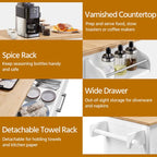 Yaheetech Rolling Kitchen Car with Towel Rack,Drawer, 2 Doors