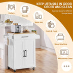 Yaheetech Rolling Kitchen Car with Towel Rack,Drawer, 2 Doors
