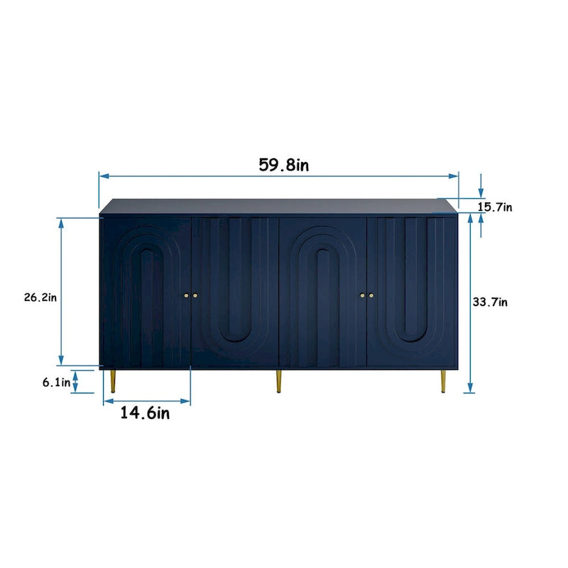 Modern 4 Door Wooden Storage Cabinet for Living Room