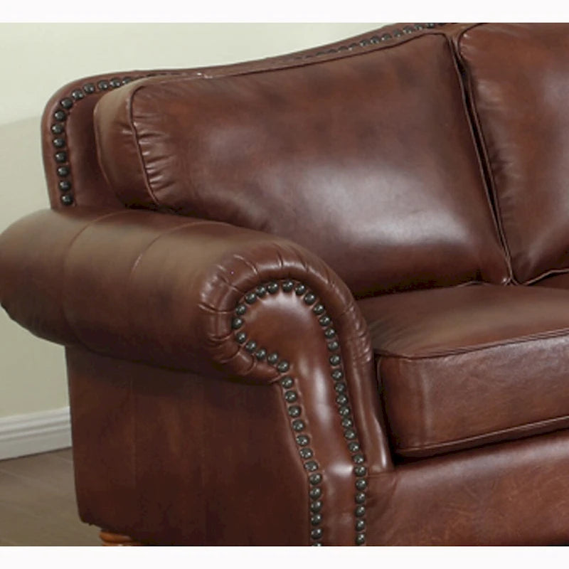 Brandon Distressed Whiskey Italian Leather Sofa and Chair Set