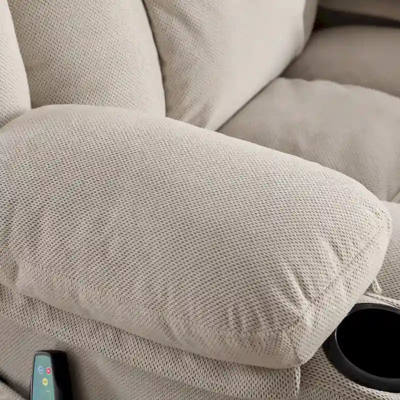 Dotted Velvet Massage Heated Manual Recliner Chair w/360 Swivel Base