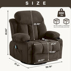 Dotted Velvet Massage Heated Manual Recliner Chair w/360 Swivel Base