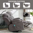 Dotted Velvet Massage Heated Manual Recliner Chair w/360 Swivel Base