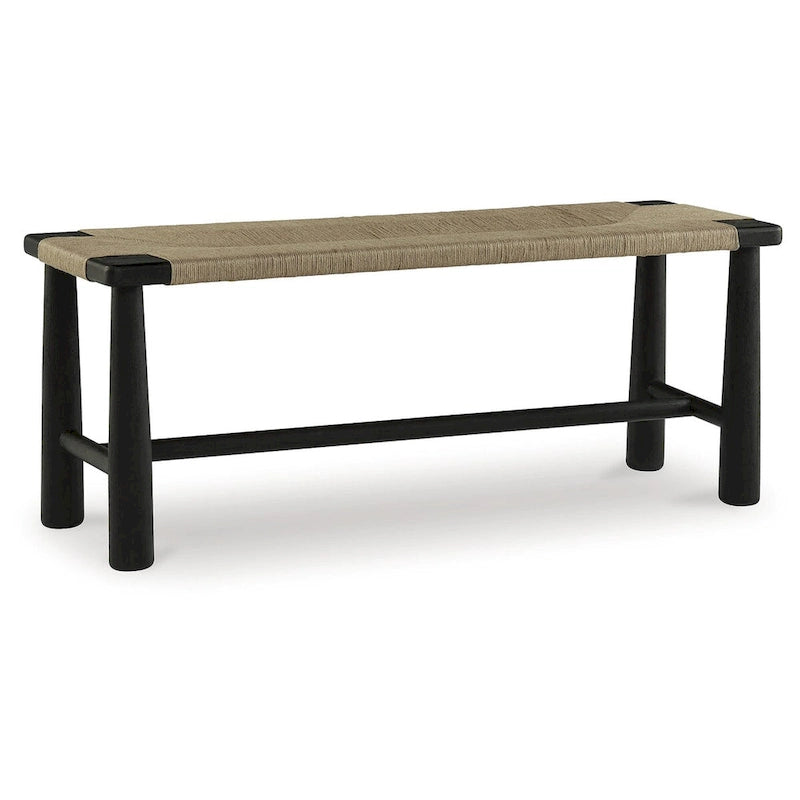 Signature Design by Ashley Acerman Black/Natural Accent Bench - 48.13 W x 16.13 D x 18 H