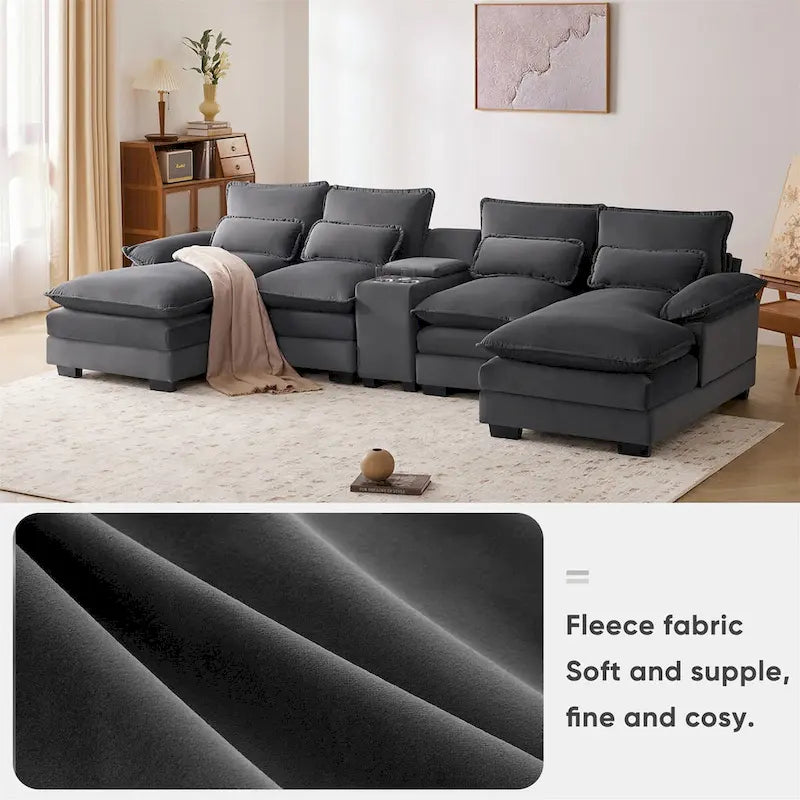 Sleeper Couch Set with Chaise