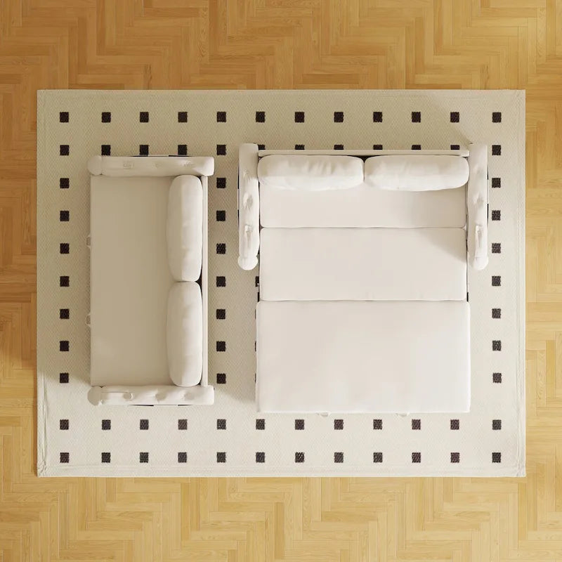 66.2 Queen Pull Out Sofa Bed with Storage and 2 Soft Pillows