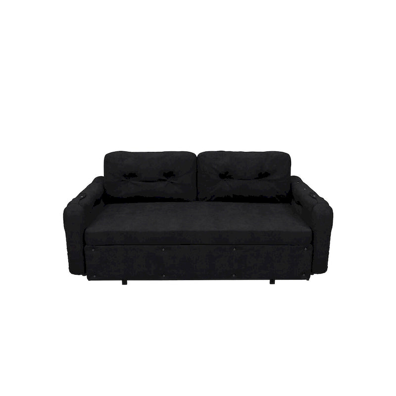 66.2 Queen Pull Out Sofa Bed with Storage and 2 Soft Pillows