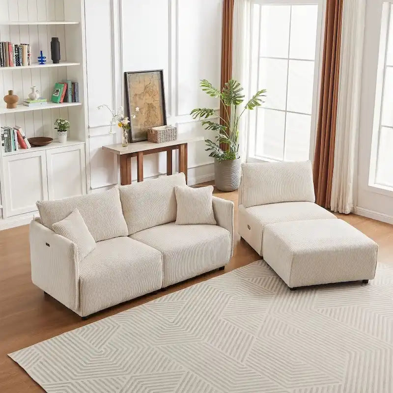 106 Multi-Module Combination Style Sofa, Modern Minimalist Corduroy Combination Sofa
