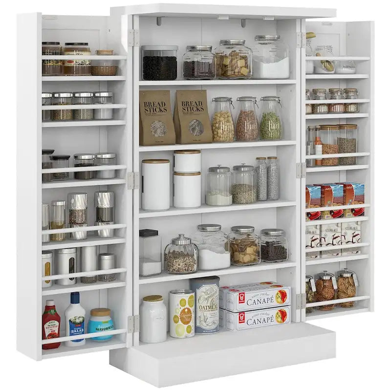 41 5-tier Pantry Storage Cabinet with 12 Door Shelves, Double Doors