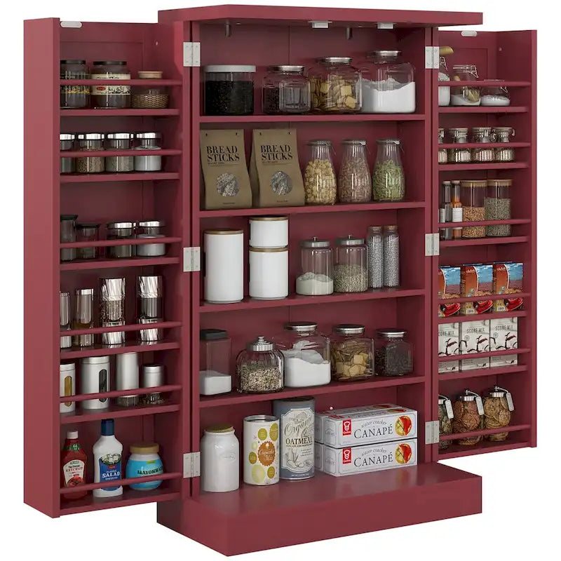 41 5-tier Pantry Storage Cabinet with 12 Door Shelves, Double Doors