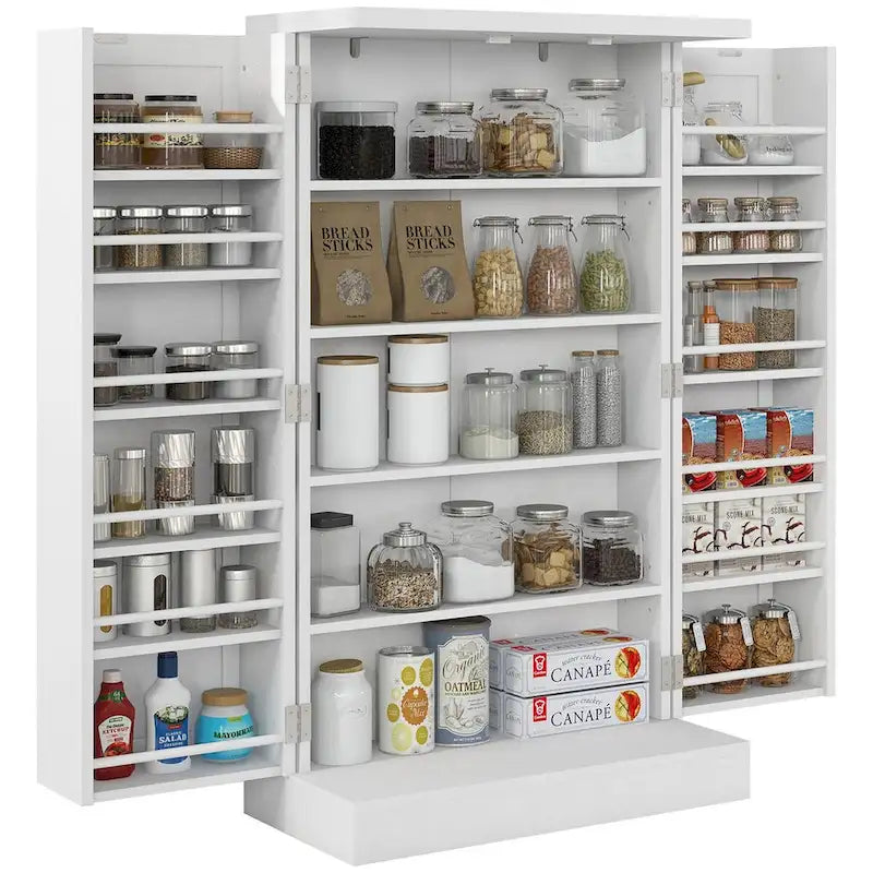 41 5-tier Pantry Storage Cabinet with 12 Door Shelves, Double Doors