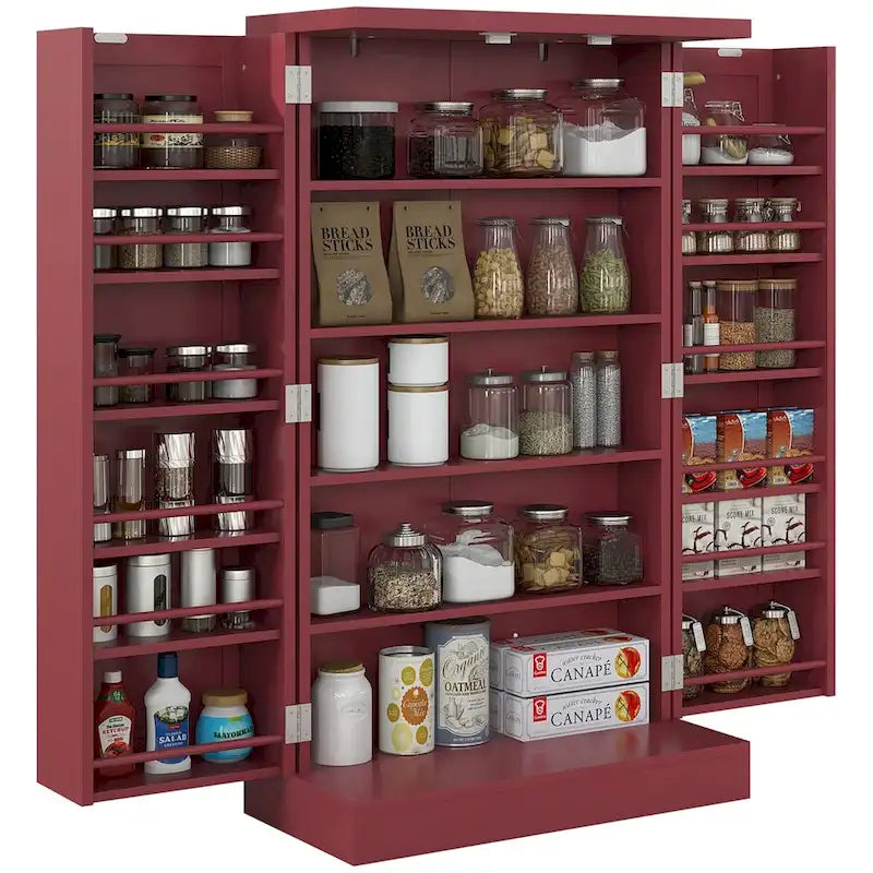 41 5-tier Pantry Storage Cabinet with 12 Door Shelves, Double Doors