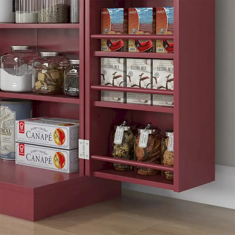 41 5-tier Pantry Storage Cabinet with 12 Door Shelves, Double Doors