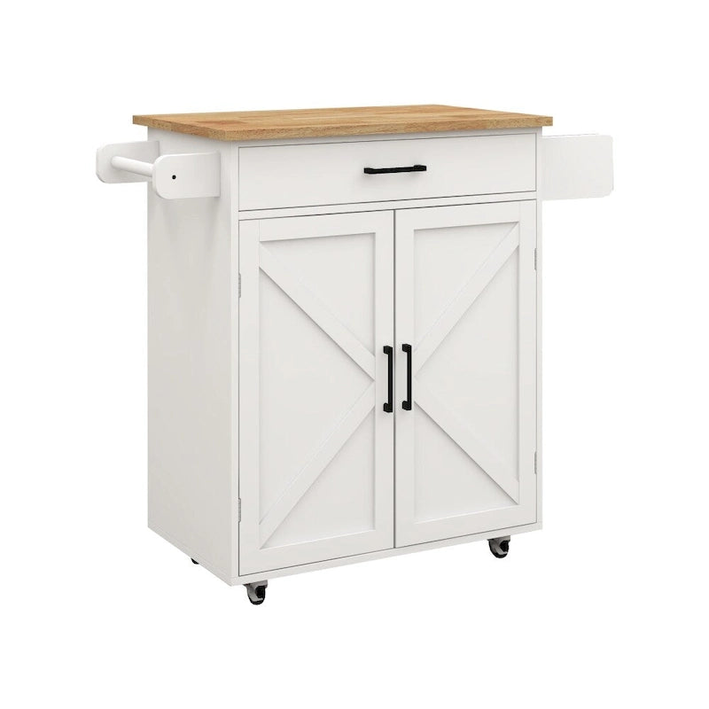 Kitchen Island Rolling Cart with Adjustable Shelves and Towel Rack