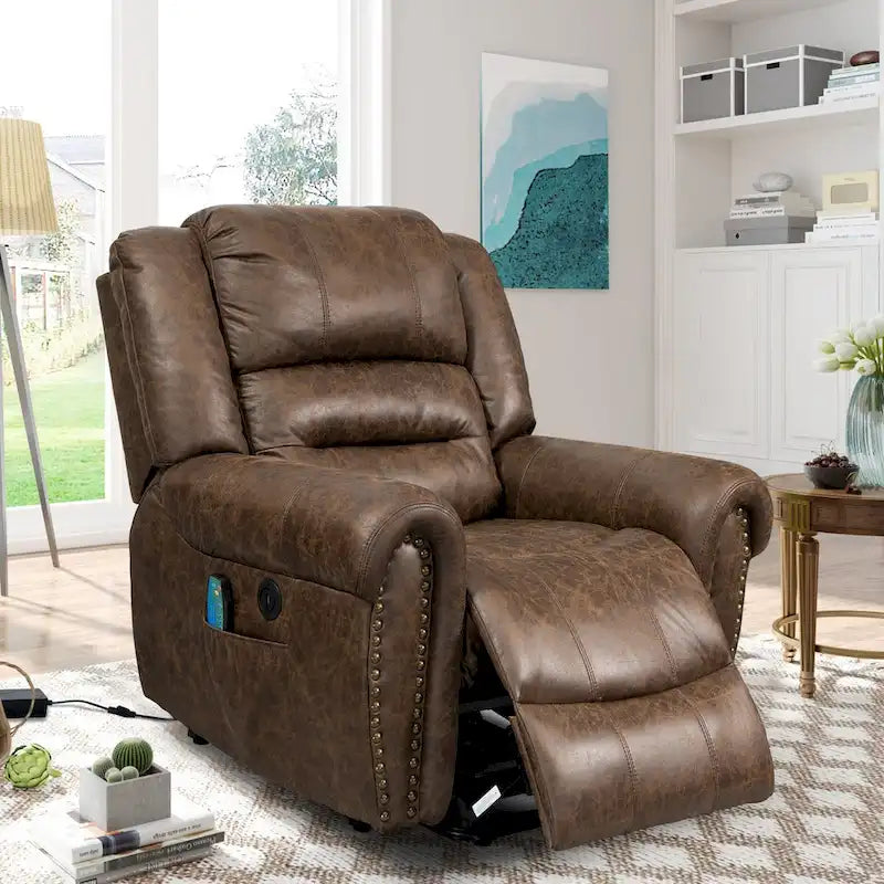 Faux Leather Oversized Power Lift Recliner Remote, Massage& Heating