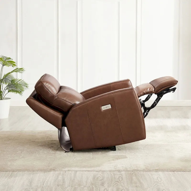 Zero Gravity Power Recline and Headrest Grain Leather Recliner