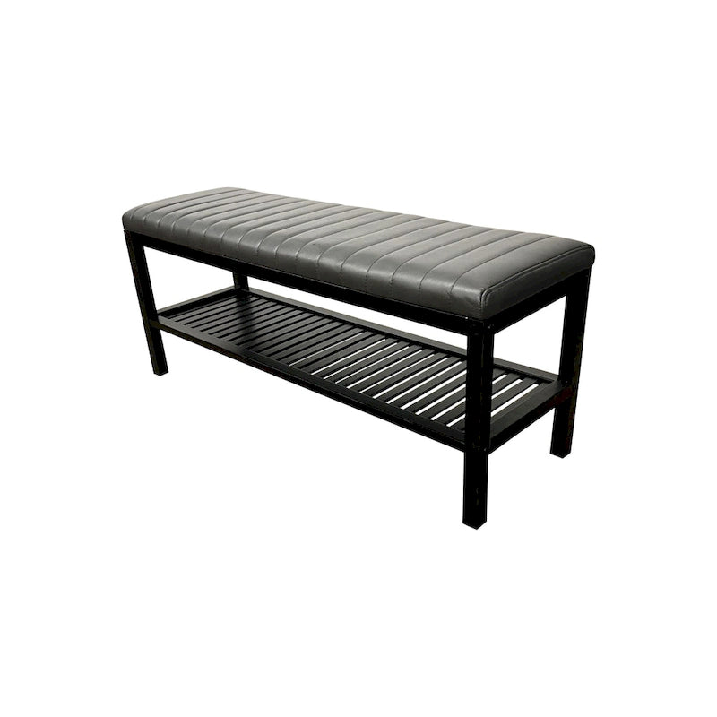 Solid Bamboo Ribbed Padded 40 Bench with Shelf