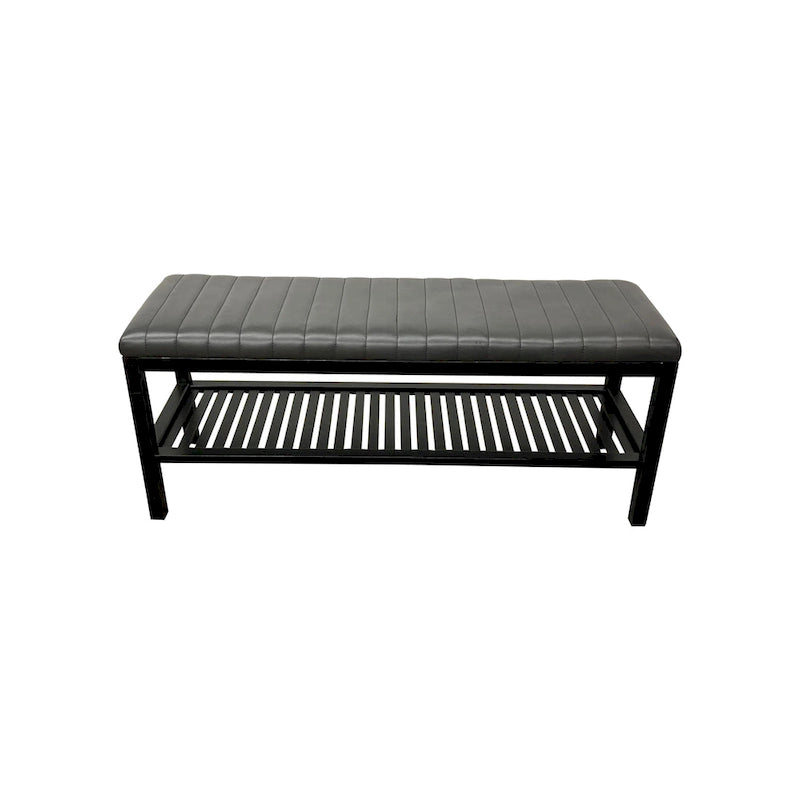 Solid Bamboo Ribbed Padded 40 Bench with Shelf