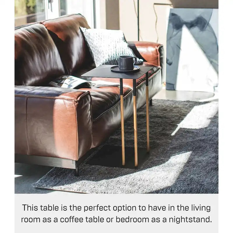 Yamazaki Home C Side Table, Steel, Holds 11 lbs - L 13.78 x W 13.78 x H 21.65 inches