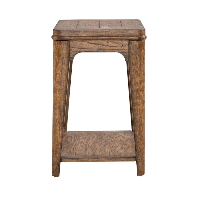 Ashford Sienna Brown Chairside Table with Oak Wood