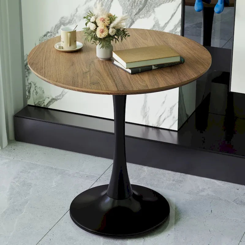 Round Dining Table, 31.5 Tulip Table Kitchen Dining Table 2-4 People with MDF Table Top & Pedestal Base, End Table